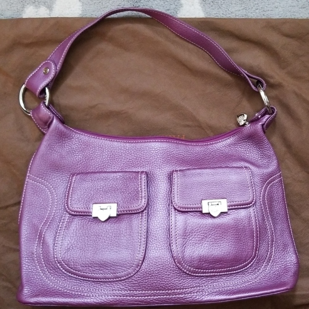 Lovcat purple leather shoulder bag